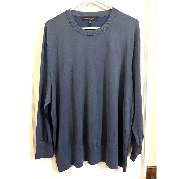 Rag & Bone New York Blue Silk Blend Pullover Sweater Top  Women's Size XXL - Picture 2 of 11